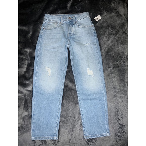 SIZE 10 Old Navy High-Waisted Button-Fly O.G. Straight Ripped Jeans for Girls - Picture 1 of 6